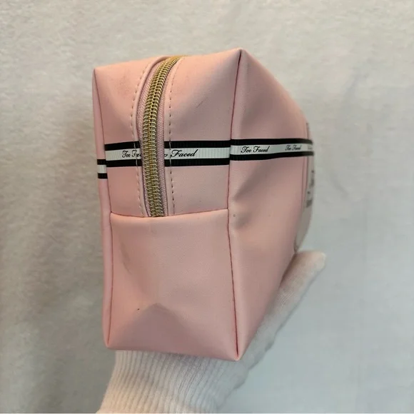 Too Faced Pink Cosmetic Case with Bow Design 9” x 6” x 4” - Picture 7 of 7